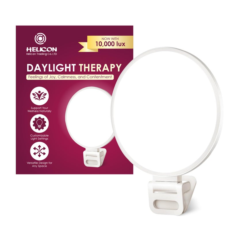 Helicon Sad Light Therapy Lamp, Daylight Therapy Light, 10,000 Lux for SAD lamp, Sunlight, 3 Colours & 10 Brightness Levels, 360Â° Adjustable Rotation, Portable Design, Bright - Image 1